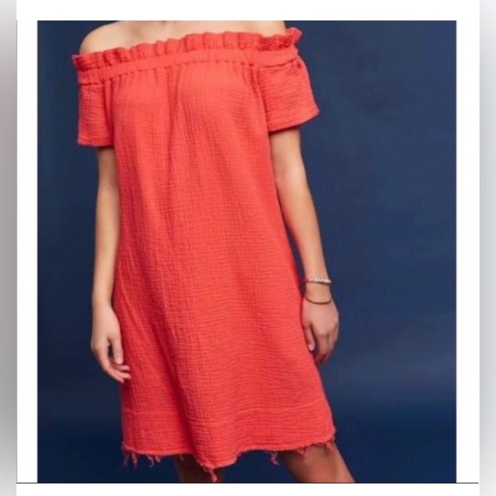 AMADI Anthropologie orange off the shoulder dress XS